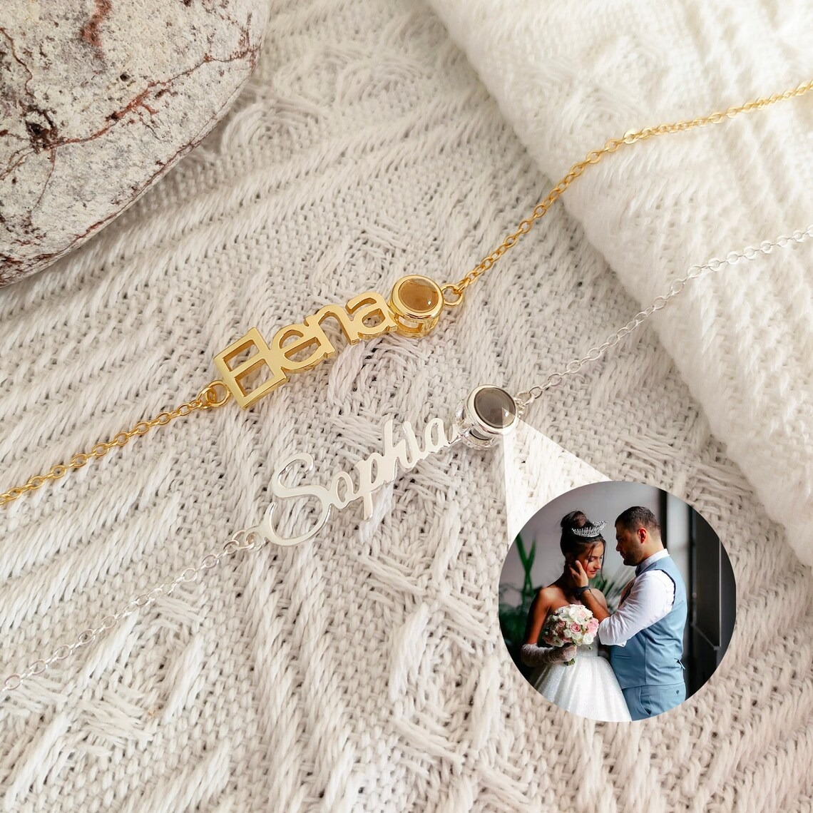 Custom Photo Projection Bracelet Personalized Name Bracelet with Hidden Photo Perfect Gift