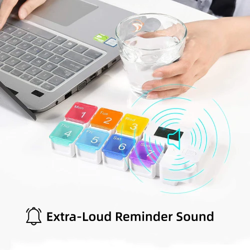 Medication Organizer with Alarm, Portable Pill Box with Reminder for Timely Medication