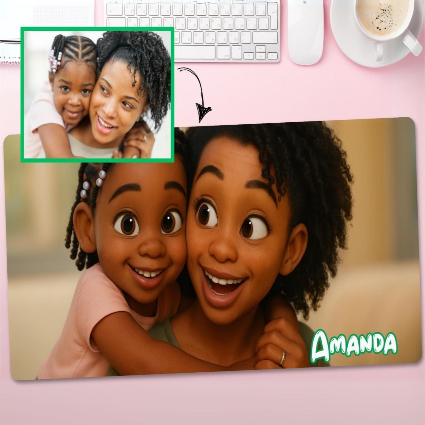 Custom Photo Desk Mat 3D Potrait Photo Mousepad Workspace Decor, Office Desk Pad, Cute Cubicle Accessory