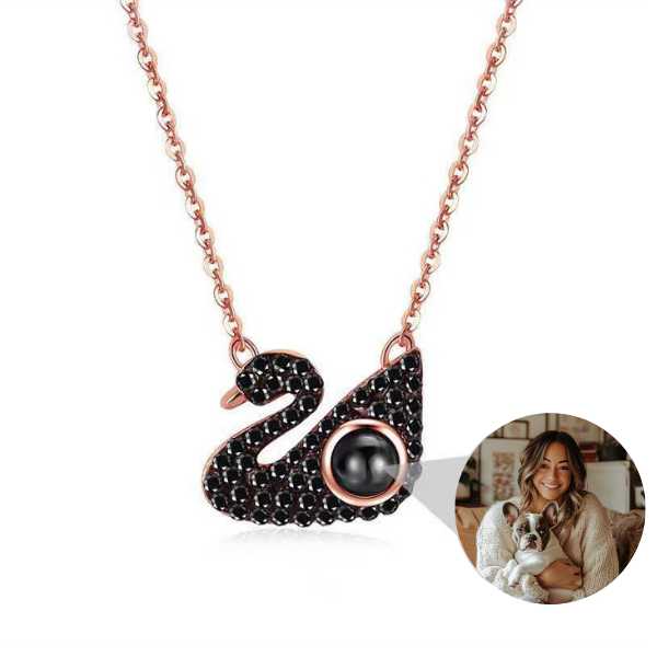 Black Swan Projection Photo Necklace Gifts for Girlfriend