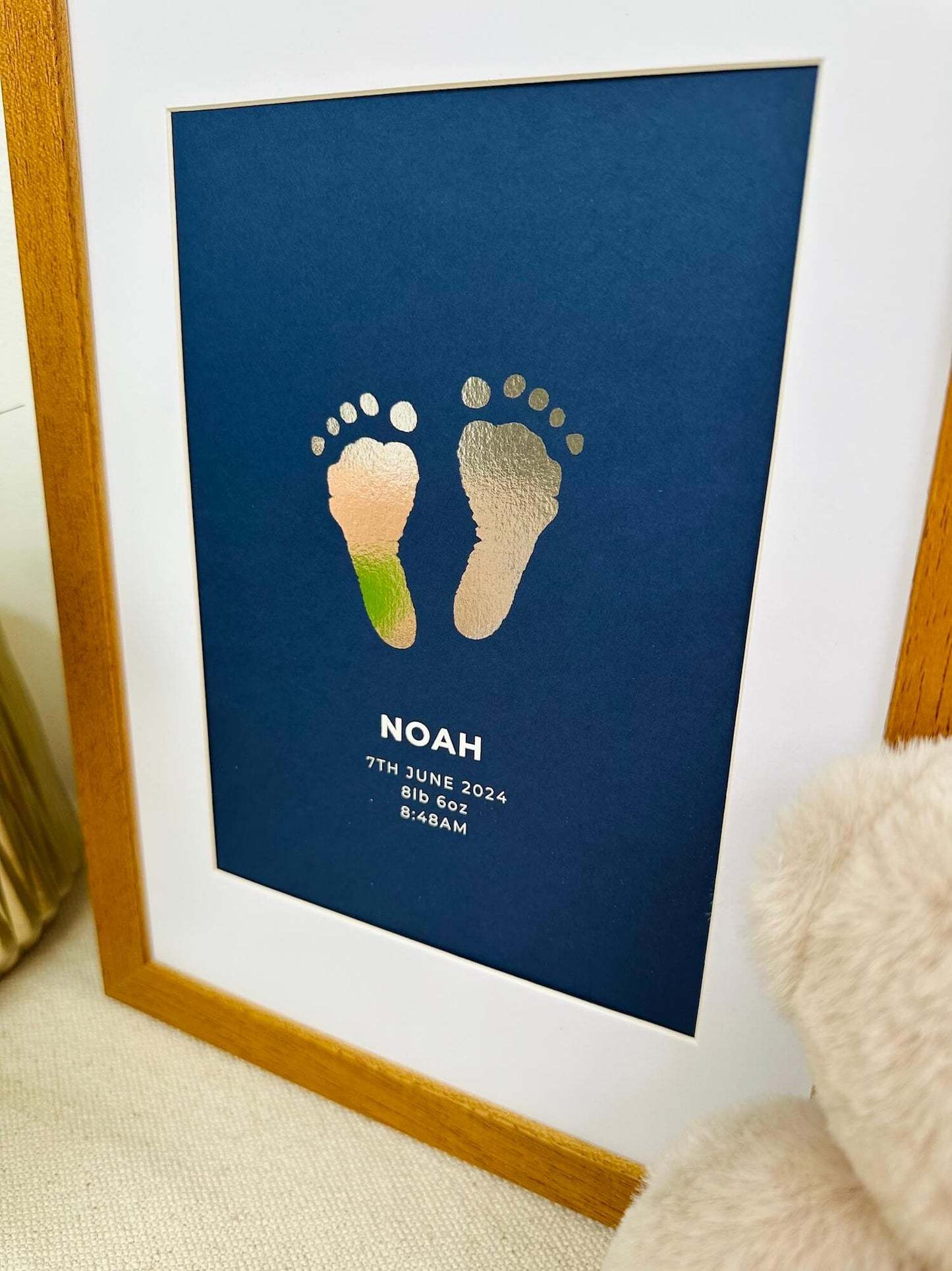 Personalised Foiled Baby Hand & Footprint Artwork A Good Gift