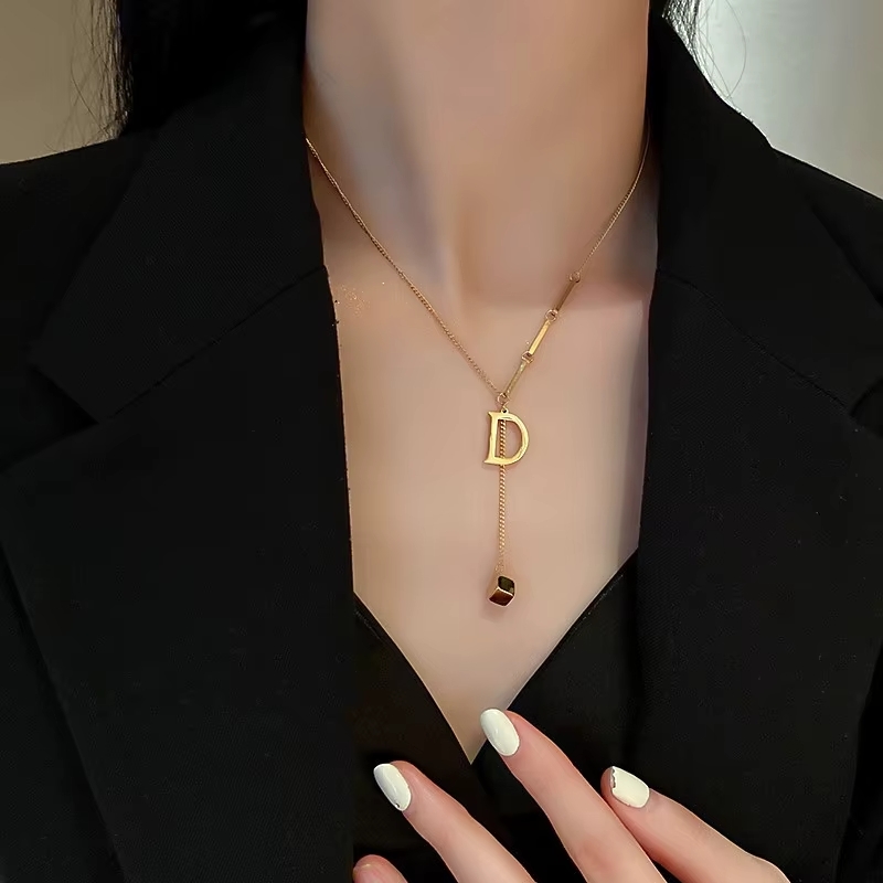 Initial Tassel Necklace Letter Pendant Elegant Jewelry Gift for Her
