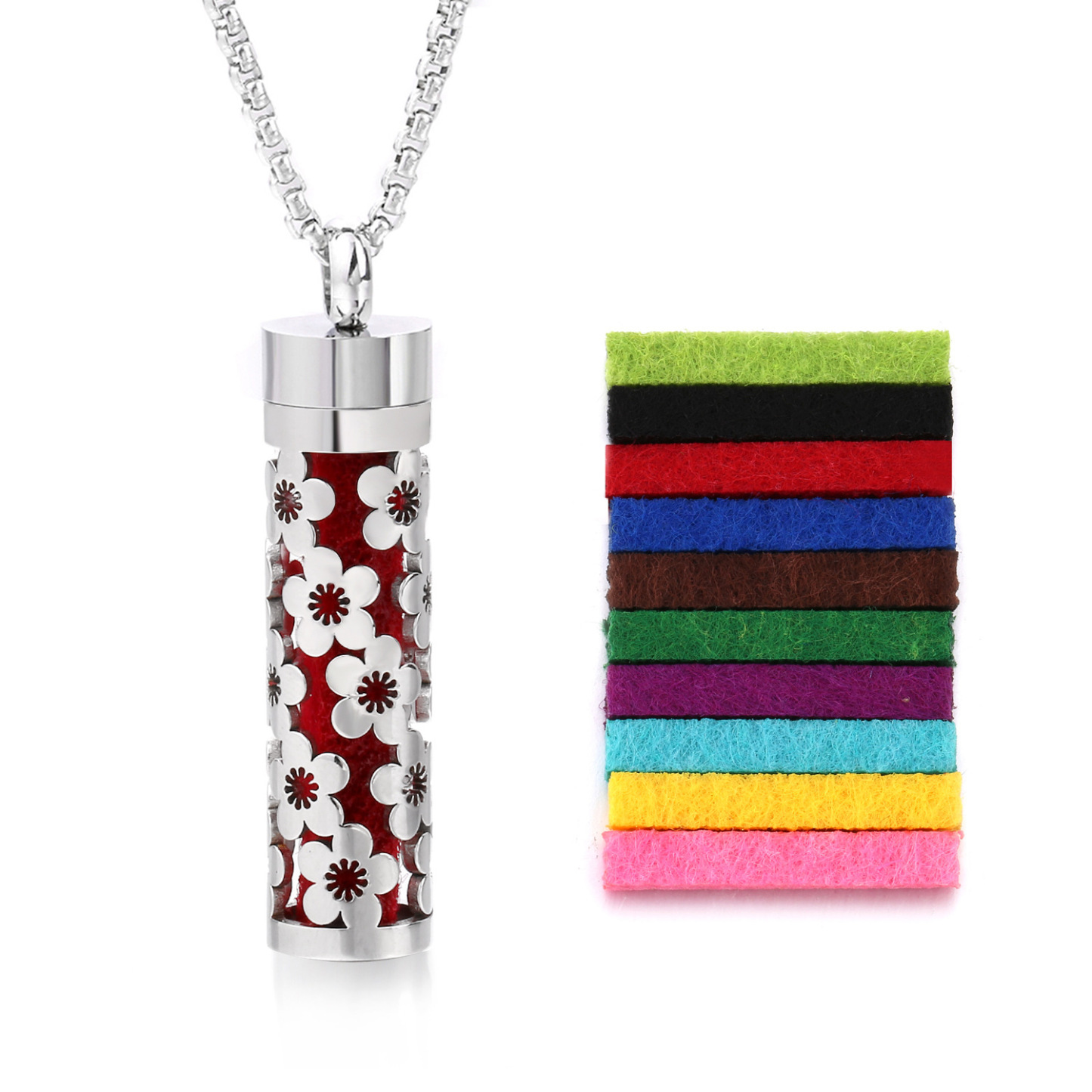 Perfume Diffuser Necklace Essential Oil Aromatherapy Stainless Steel Necklace Vertical Fragrance Pendant Necklace