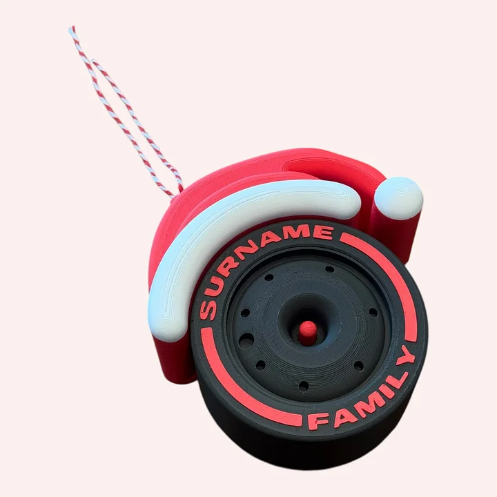 Tire Christmas Decoration with Removable Santa Hat – Racing Gift & Collectible