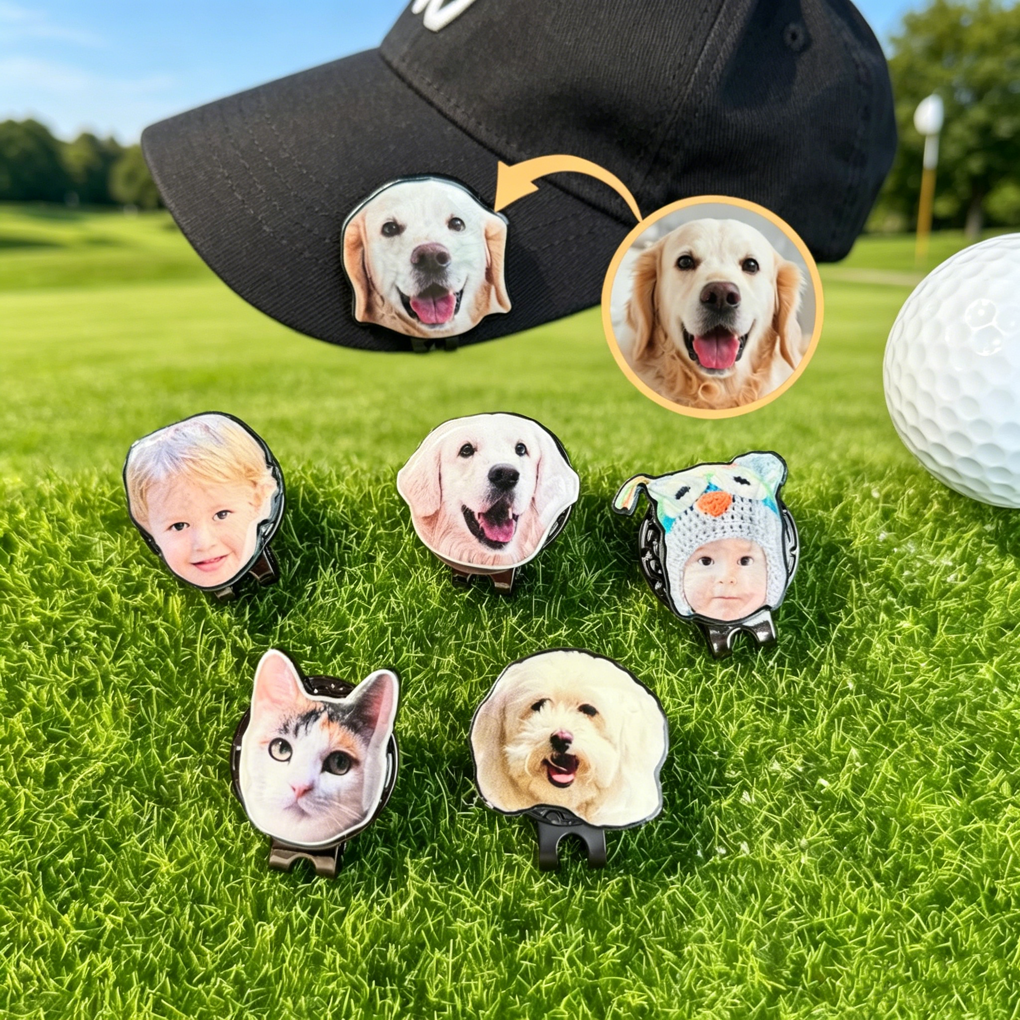 Personalized Photo Golf Ball Marker with Magnetic Hat Clip with Name Birthday Father's Day Gift for Golf Lover