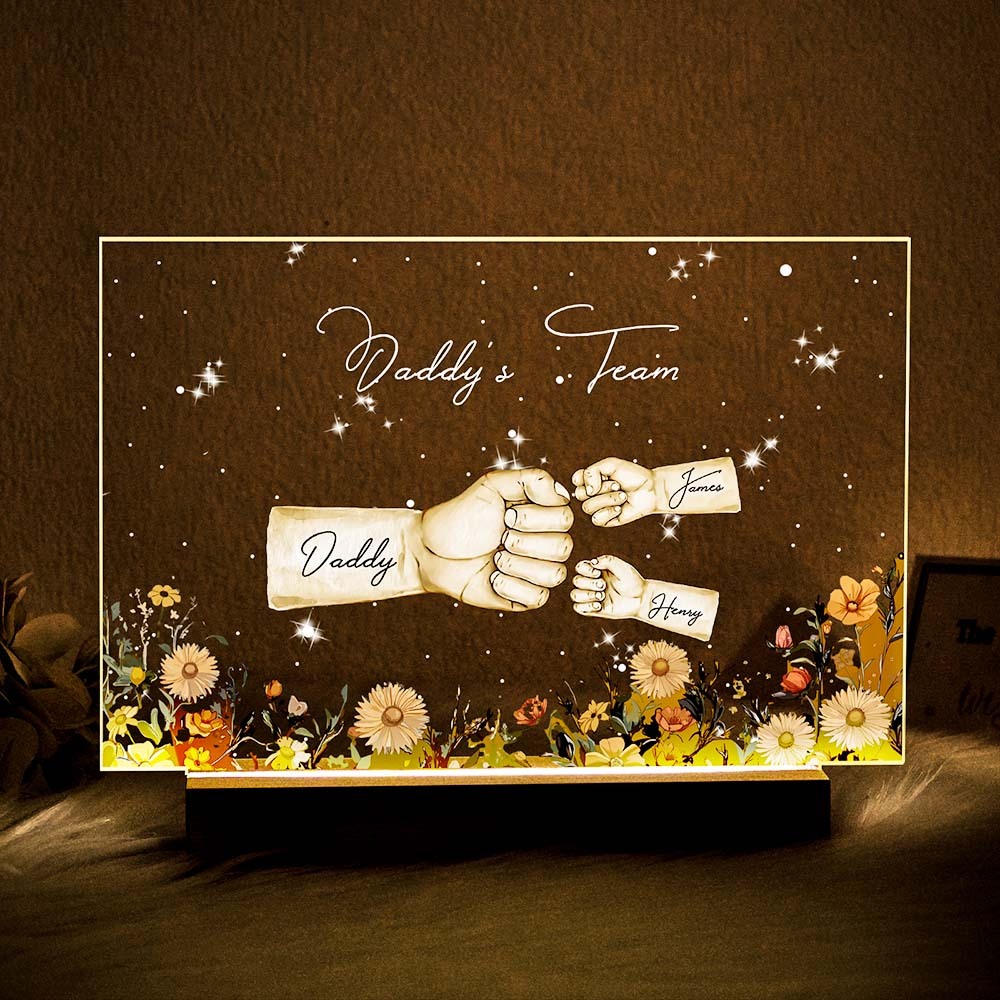 Personalized Name Fists Custom Name Night Light Best Gifts for Dad Father's Day