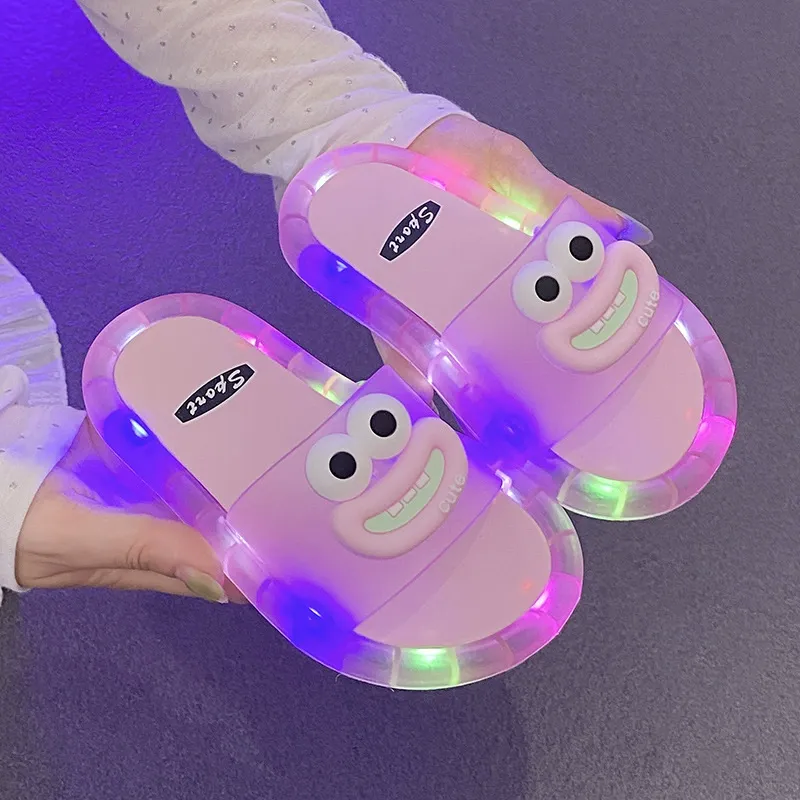 Cute LED Light Up Slippers for Kids & Adults – Funny Big Mouth Glow Shoes, Unisex Luminous Slides, Fun Gift for Family & Friends