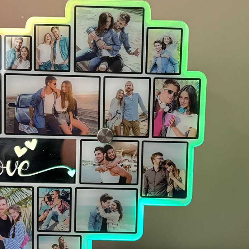 Personalized Heart Shaped Photo Mirror Light