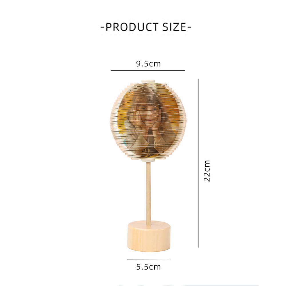 Custom Photo Wooden Fibonacci Spiral Tree Spinner Personalized Creative Stress Relief Toy - soufeelus