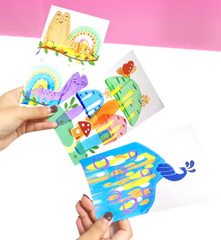 Rainbow Scratch Painting Children's Diy Fun Bookmark Postcard Painting