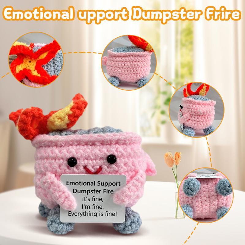 Crochet Dumpster Fire Toy, 1 Count EmotionalSupport Dumpster Fire Plush Toy, EmotionalSupport Ornament for Easter Decoration Or Gift