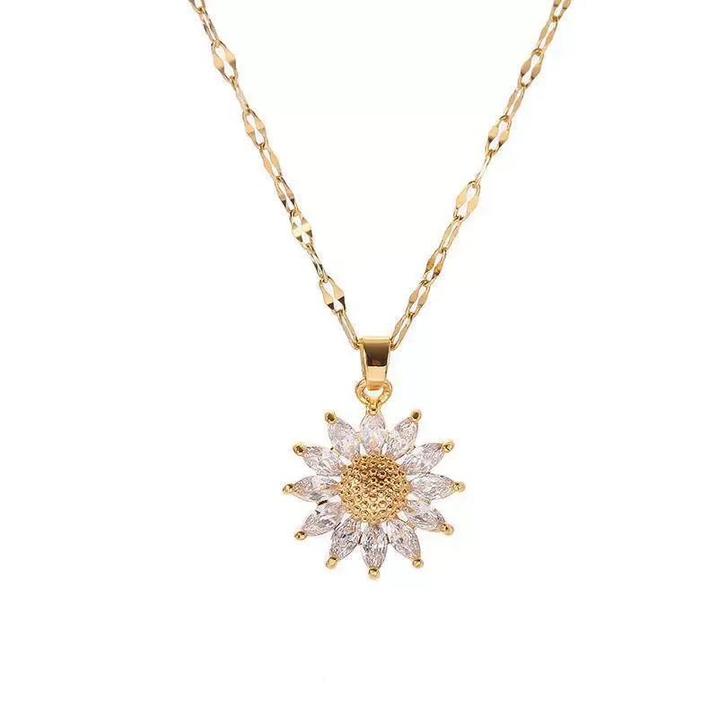 Sunflower Pendant Necklace Elegant Floral Jewelry Gift For Her