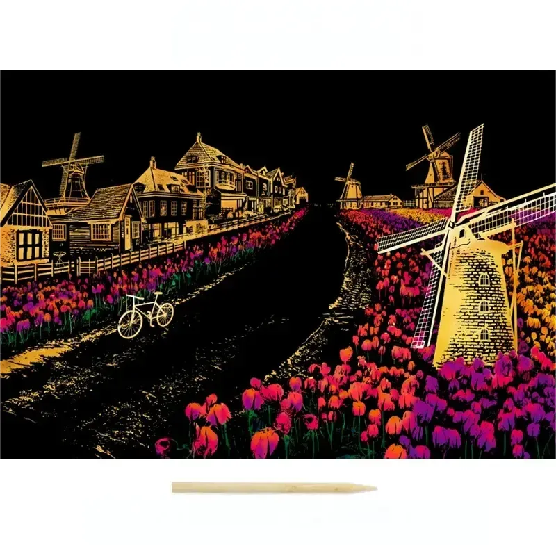 Colorful City Night Scene Scratch Painting Scratch Handmade Scratch Painting DIY Creative Handmade Painting