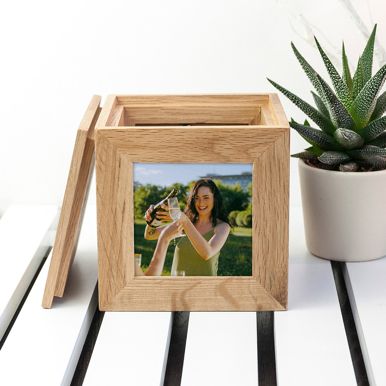 Personalised Oak Photo Frame Keepsake Box