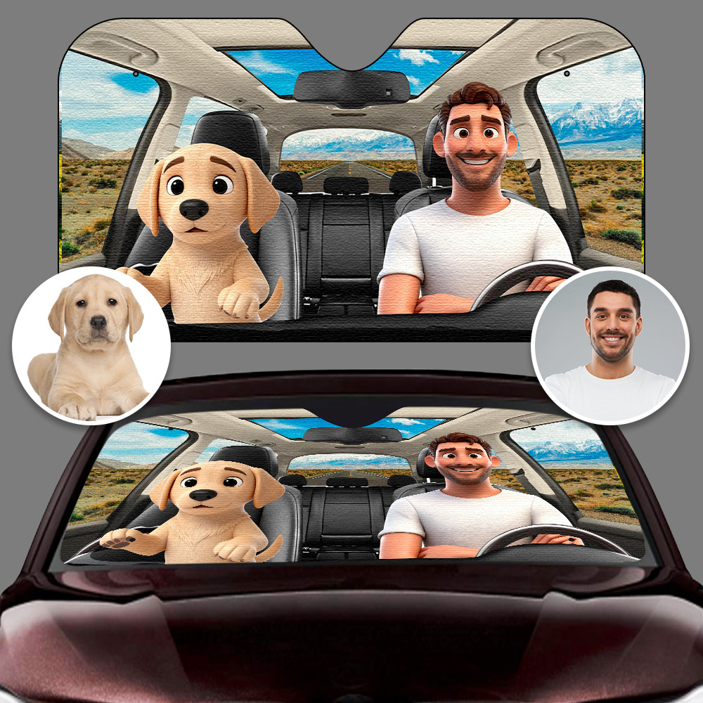 Custom Photo Car Sunshade Personalized Cartoon Style Car Sunshade A Gift For Car Enthusiasts