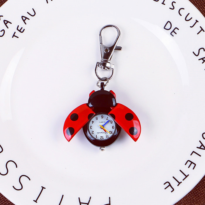 Pink Ladybug Keychain Watch Women 24mm Pink Crystal Fun Keychain Anniversary Gift