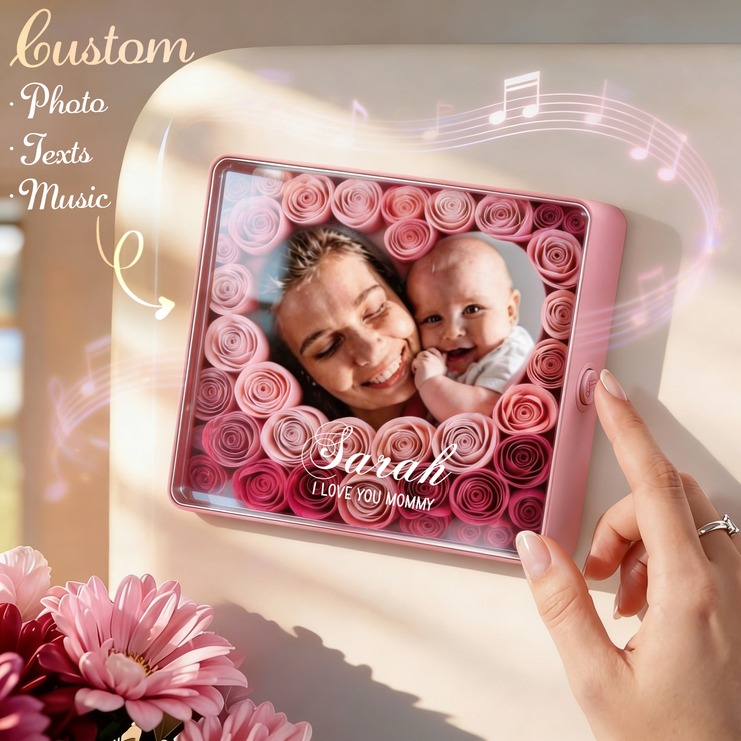 Custom Photo Music Fridge Magnet – Personalized Mother’s Day Gift with Play Button