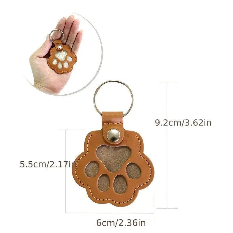 Custom Text Pet Hair Storage Keychain Dog Paw Keychain Leather Keychain Gift for Pet Lovers