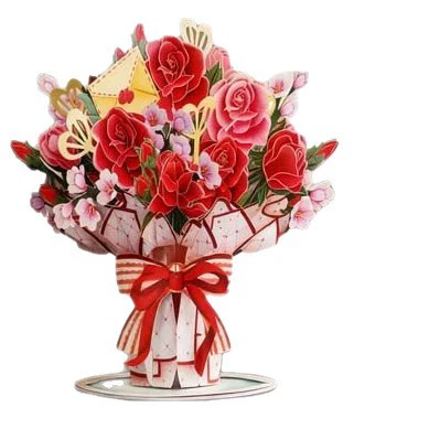 3D Love Flower Bouquet Pop Up Card 3D Floral Arrangement Forever-Blooming Card Pop Up Card Flower Bouquet Gift for Her