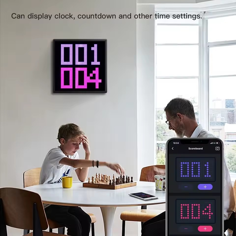 64x64 Pixel LED Screen Smart RGB USB ED Pixel Display Frame 16x16 32x32 DIY Graffiti Patterns Text for Gaming Room Decor Clock