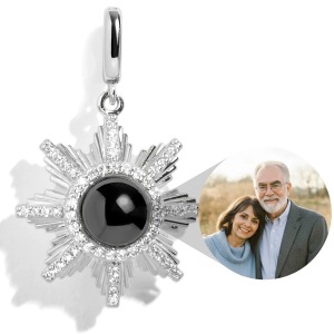 PERSONALIZED SUNFLOWER PHOTO CHARM - SILVER