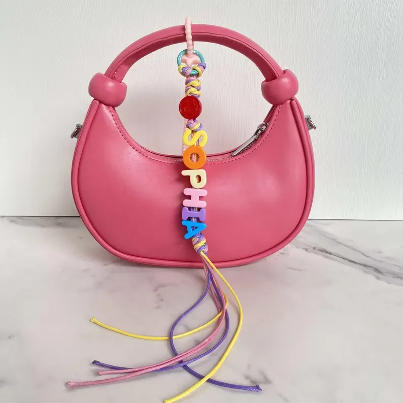 Personalized Bag Charm Name Chain Custom Acrylic Letters (Colors Random) Bag Charm for Purse Accessory Backpack Charm Personalized Gift