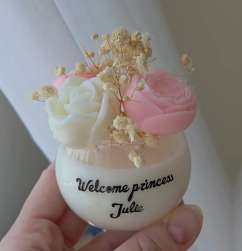 Customizable Name Candle Flower Aromatherapy Cup Mother's Day Gift Wedding Gift
