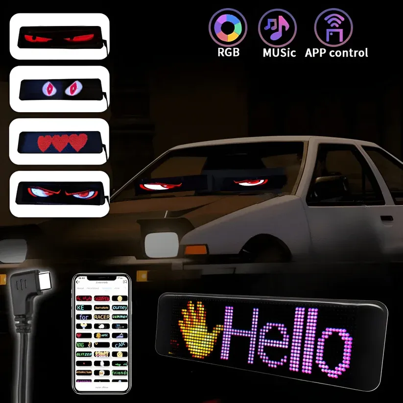 Truck Devil Eye Soft Screen Light Truck Car Eye Light Dynamic Led Flexible Screen Window Warning Light