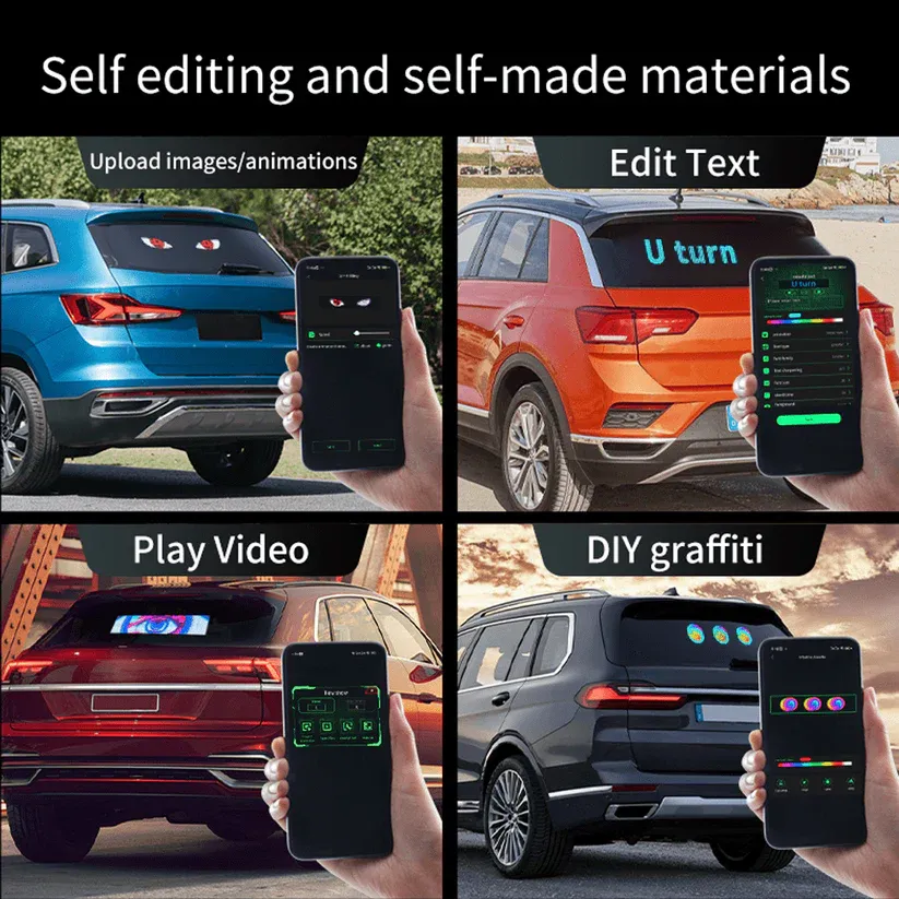 Truck Devil Eye Soft Screen Light Truck Car Eye Light Dynamic Led Flexible Screen Window Warning Light