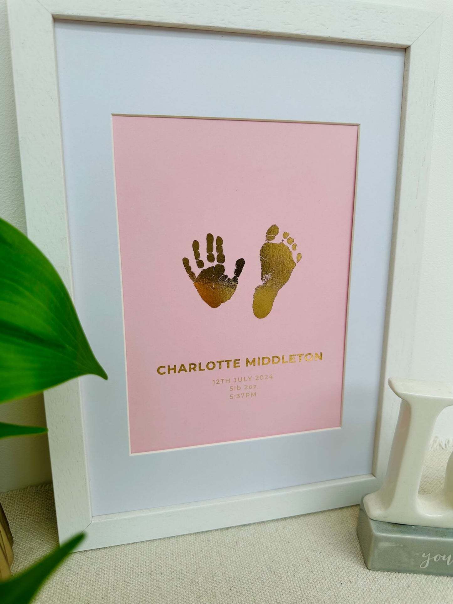 Personalised Foiled Baby Hand & Footprint Artwork A Good Gift