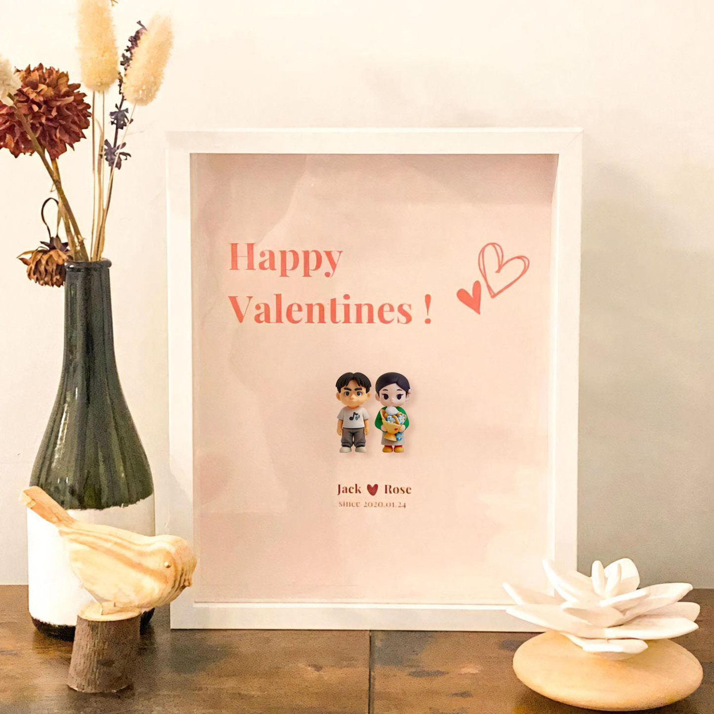 Custom 3d Action Figure Photo Frame, Custom Couple Photo Frame Gift For Her/Him
