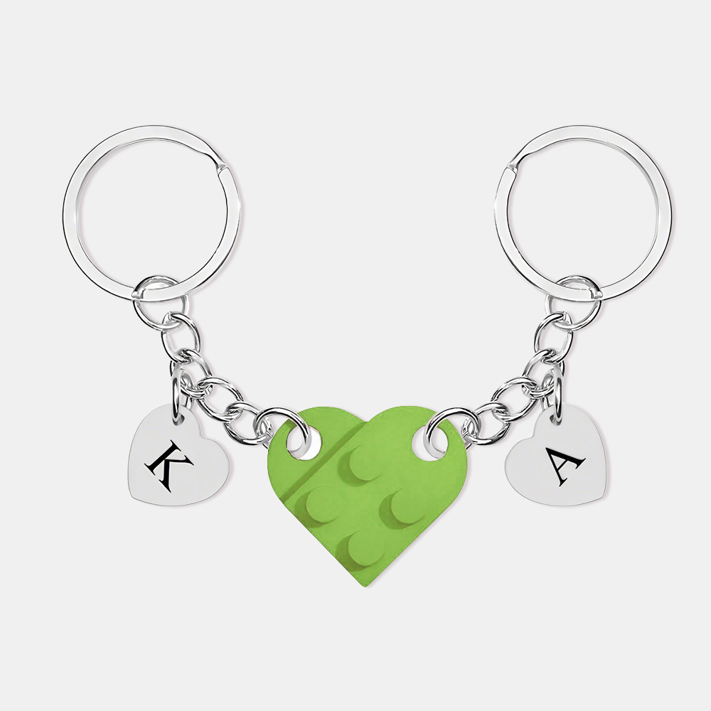 Personalized Handmade Heart Bag Charm Set Custom Couple Gift for Valentine's Day/Anniversary, Custom Engraved Love Keyrings for Him & Her