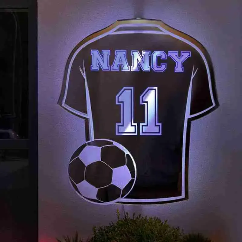 Personalized Led Mirror Light with Jersey-Shaped Cool Gift For Sports Lovers