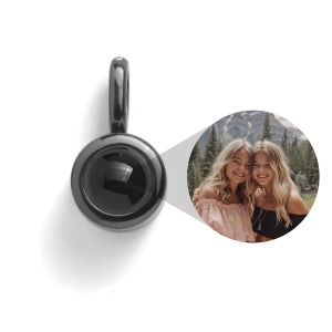 PERSONALIZED CIRCLE PHOTO CHARM - BLACK