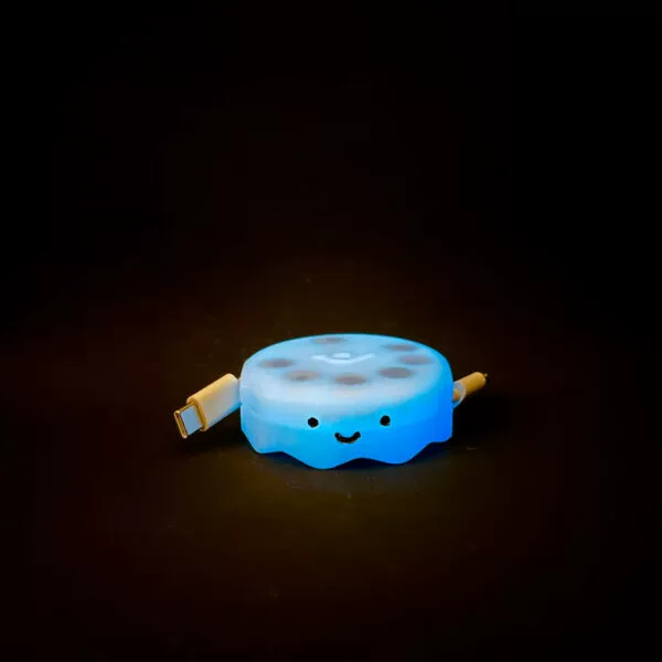 Cute Halloween Cartoon Cable Organizer Box Portable Smiling Face Charging Cable Winder Cord Keeper Desk Tidy Cable Protector for USB-C & Lightning Cables