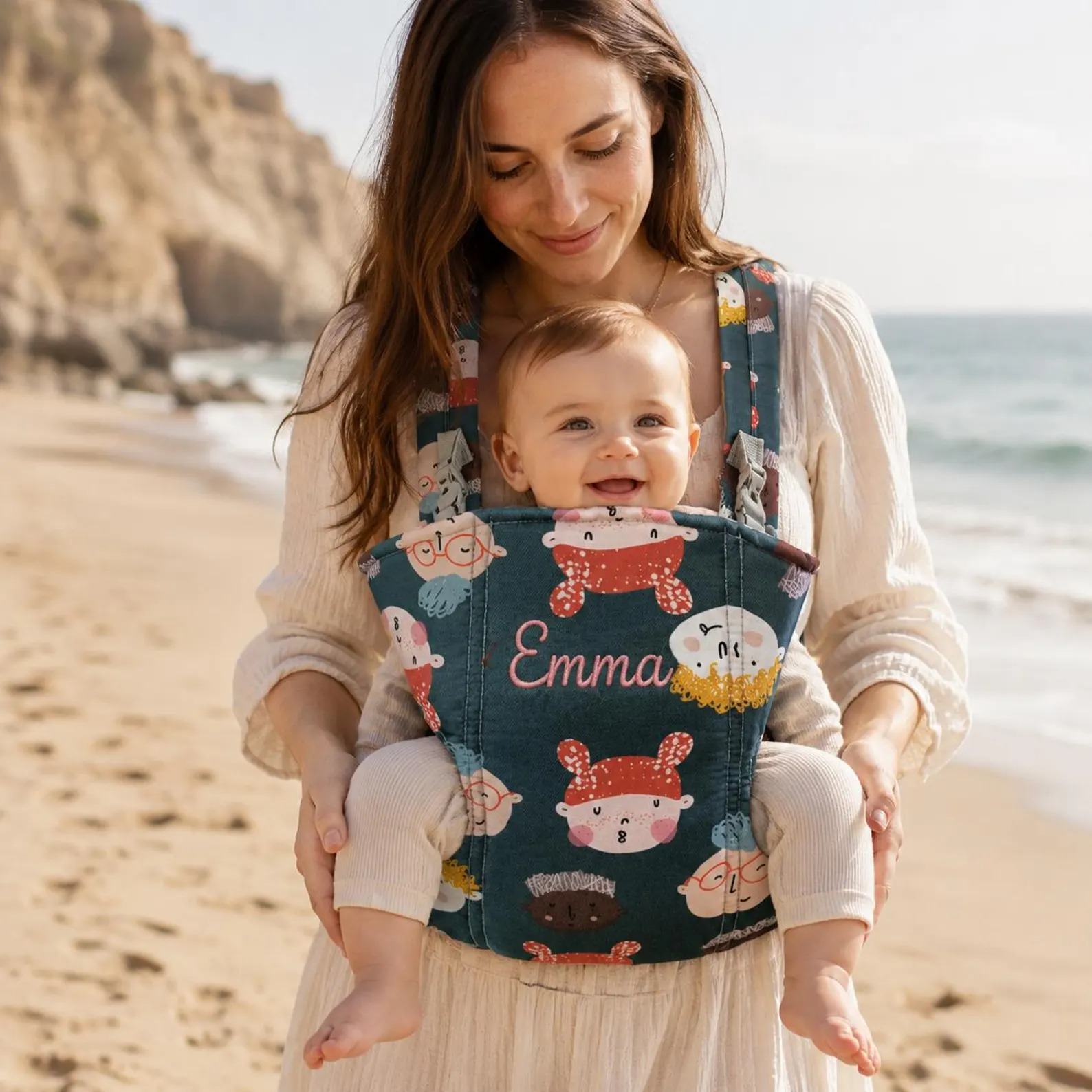 Personalized Embroidered Baby Carrier, Custom Name Soft Padded Front Carrier for Newborns & Infants