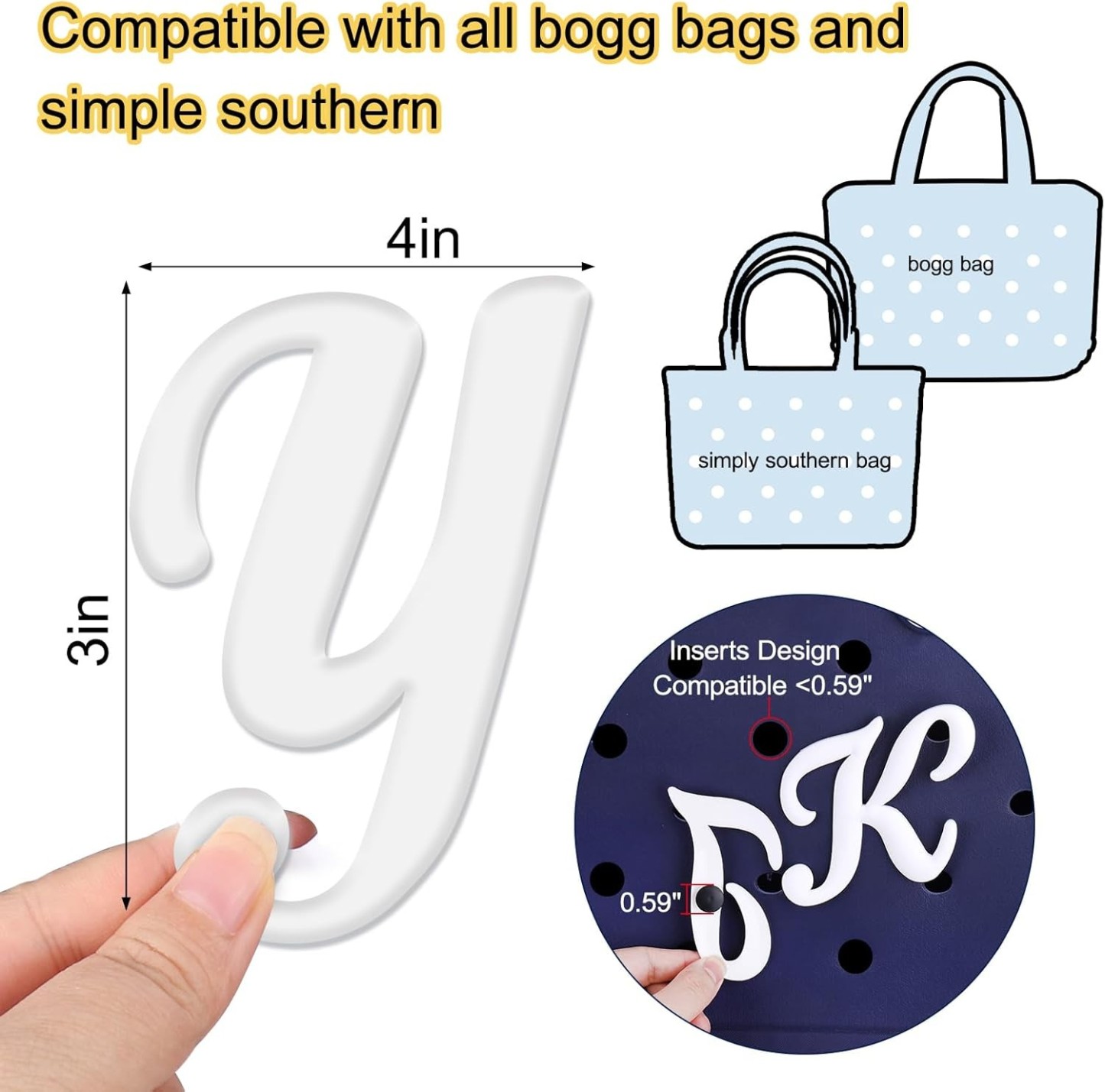 Mity rain Letter Charms for Bag,Alphabet Lettering Accessories Charms Compatible with Bag Original All Models, Insert Decorative Letter for Handbag Beach Tote Bag A