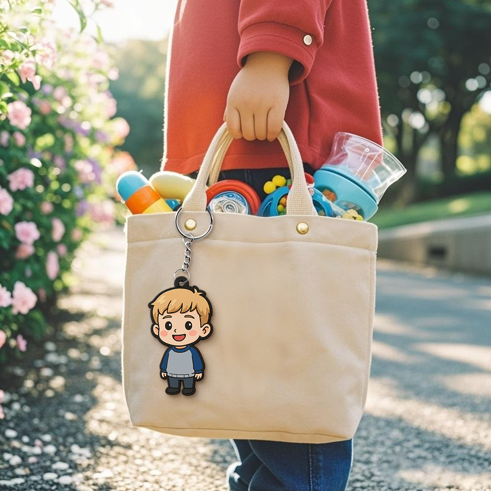 Custom Cartoon Keychain Photo Bag Charm Personalized from Your Photo Unique Keepsake Gift for Pet Lovers