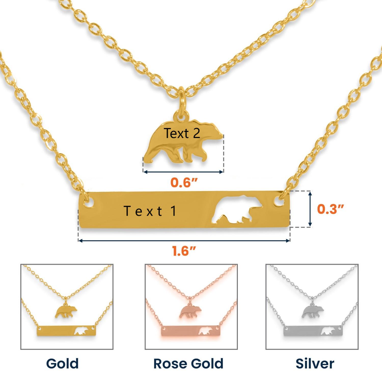 Custom Name Engraved Mama Bear Necklace Set - Mother's Day Gift