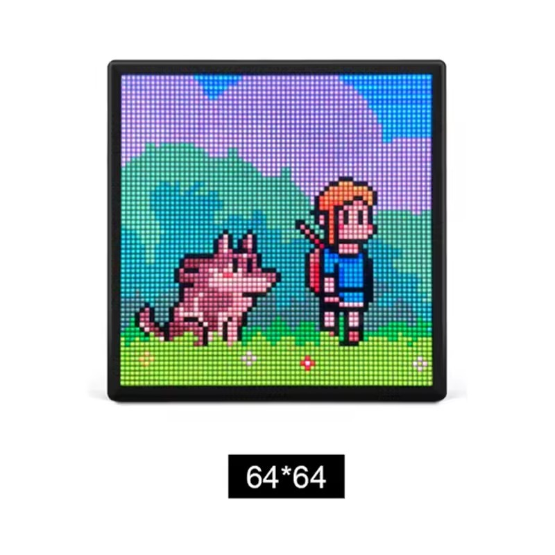 64x64 Pixel LED Screen Smart RGB USB ED Pixel Display Frame 16x16 32x32 DIY Graffiti Patterns Text for Gaming Room Decor Clock