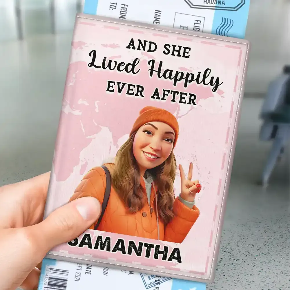 Custom Photo Cartoon Portrait Passport Holder Personalized Passport Cover for Traveling Lover