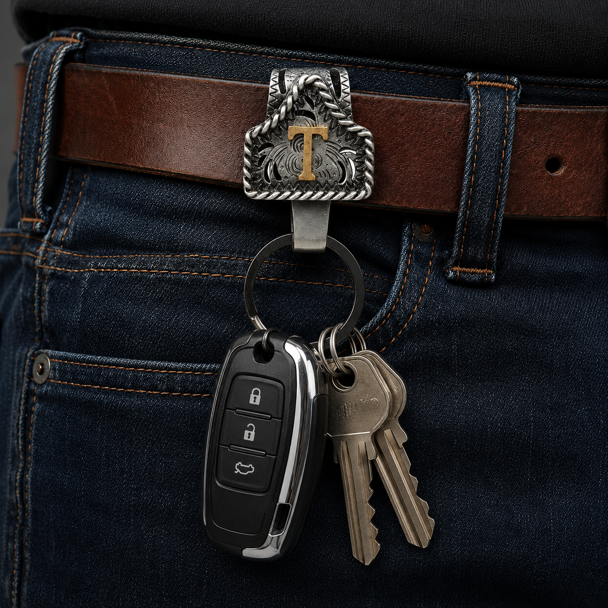 Custom Initial Letter Metal Keychain Alphabet Key Holder Personalized Belt Clip Keychain for Men for Women