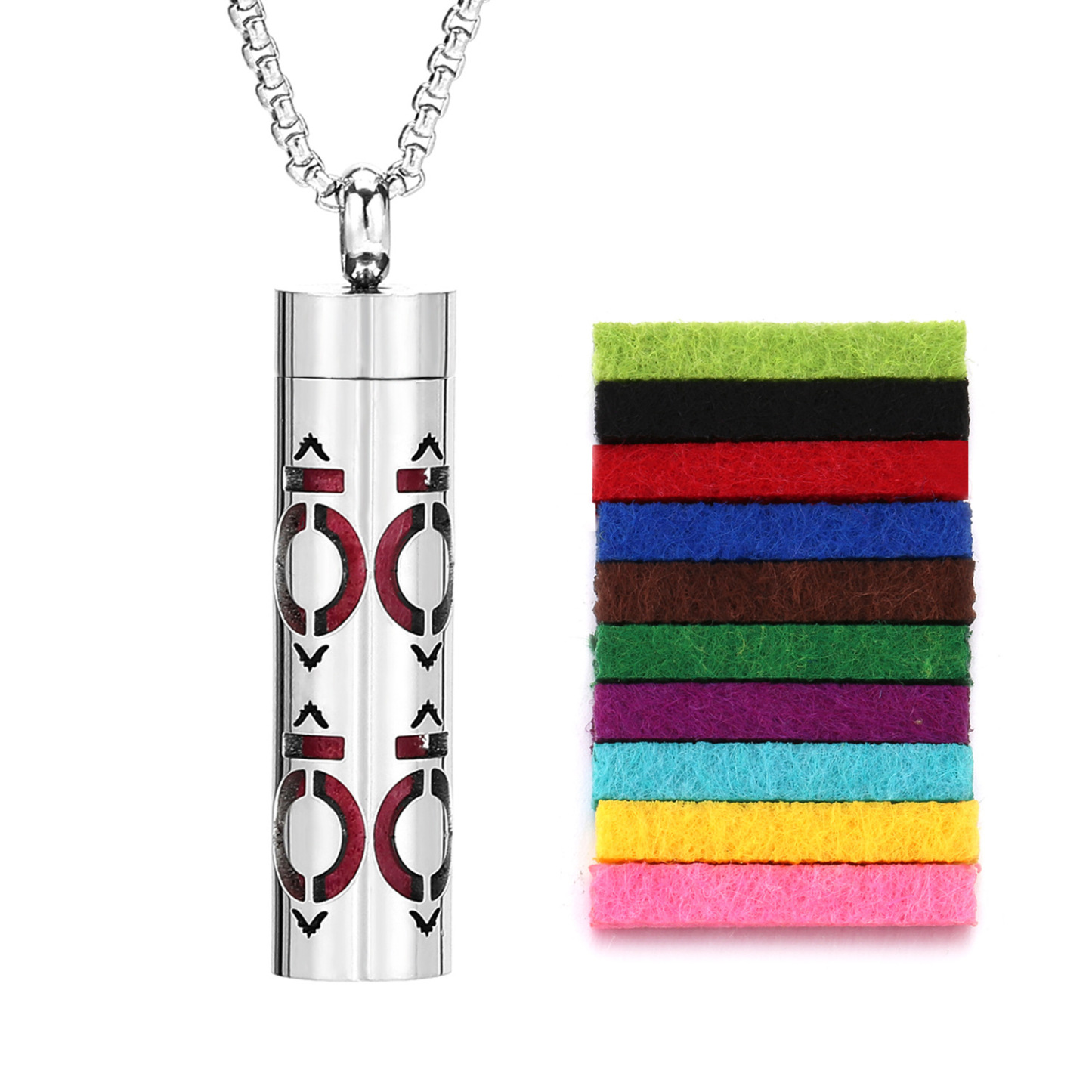 Perfume Diffuser Necklace Essential Oil Aromatherapy Stainless Steel Necklace Vertical Fragrance Pendant Necklace