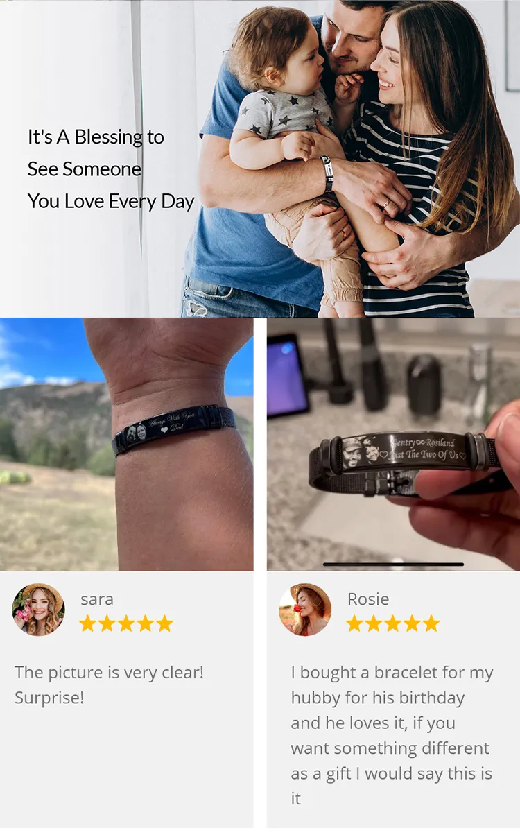 Customized Optional Photo Engraved Spotify Code Stainless Steel Bracelet Best Gifts For Dads On Father's Day detail image 5