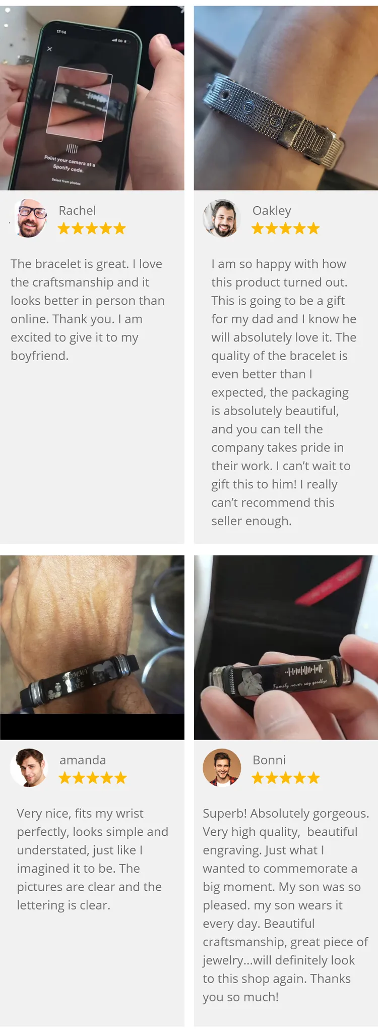 Customized Optional Photo Engraved Spotify Code Stainless Steel Bracelet Best Gifts For Dads On Father's Day detail image 7