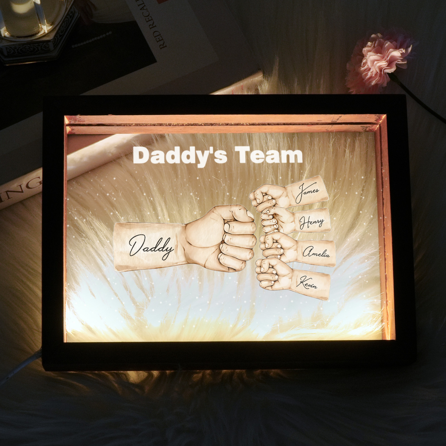 Custom Fists Night Light Personalized Name Father's Day Gifts for Dad