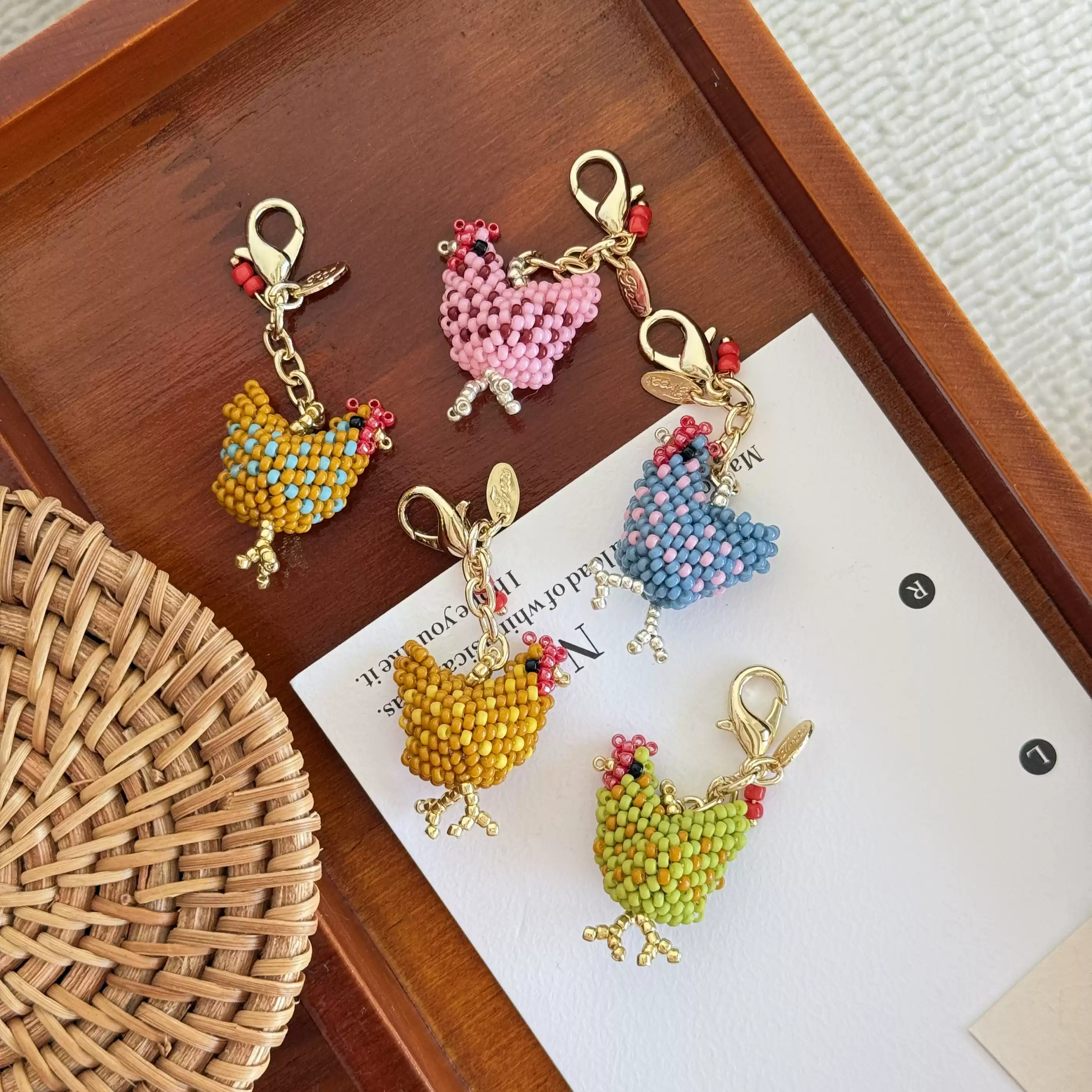 Heart-Shaped Chicken Beaded Bag Zipper Pendant Dopamine Color Matching Women's Bag Pendant Mobile Phone Chain