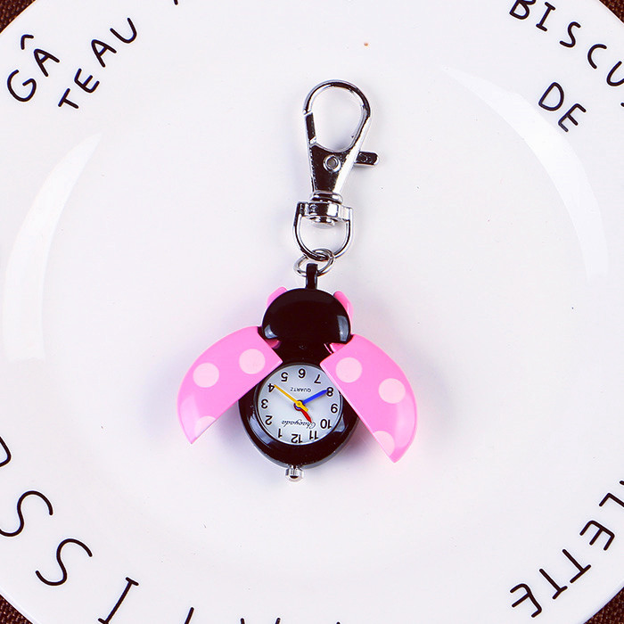 Pink Ladybug Keychain Watch Women 24mm Pink Crystal Fun Keychain Anniversary Gift