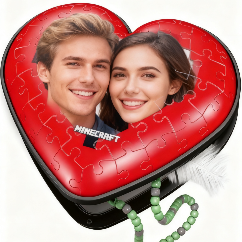 Personalized Love Memory Gift Custom Heart Puzzle Box with Couple Photo Christmas Gifts