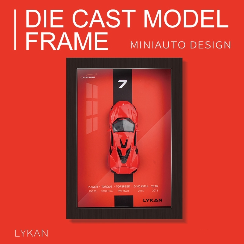 1:32 Car Model Photo Frame 3D Hanging Painting Alloy Car Model 3D Ornaments